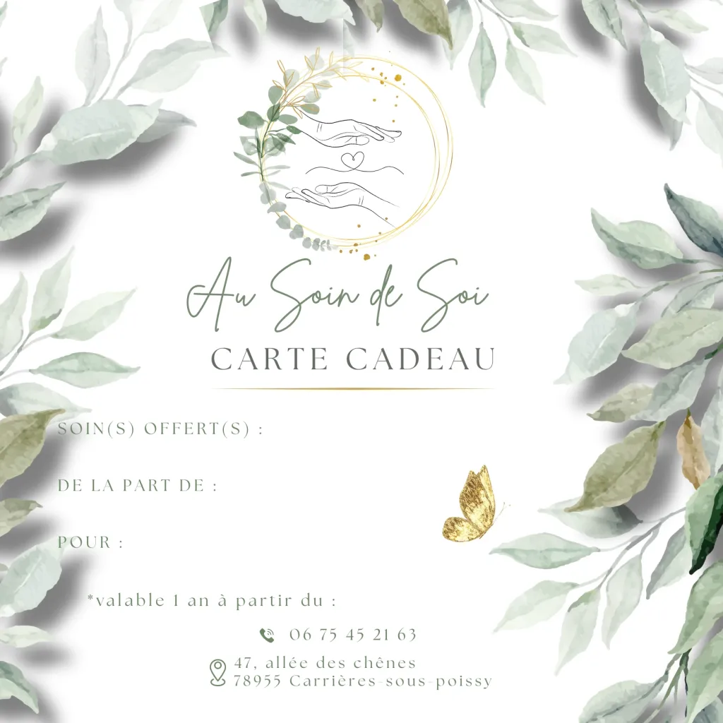 La carte cadeau Au Soin de Soi, à offrir pour un soin
